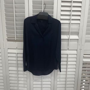 Quince, Washable Stretch Silk Notch Collar Blouse